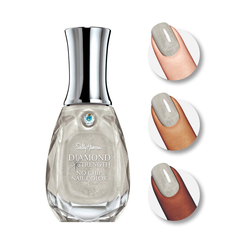 Sally Hansen سالي هانسن قوة الماس، ماسات، نمو الأظافر، طبقة واقية، طلاء أظافر رمادي لامع شفاف - Image 2