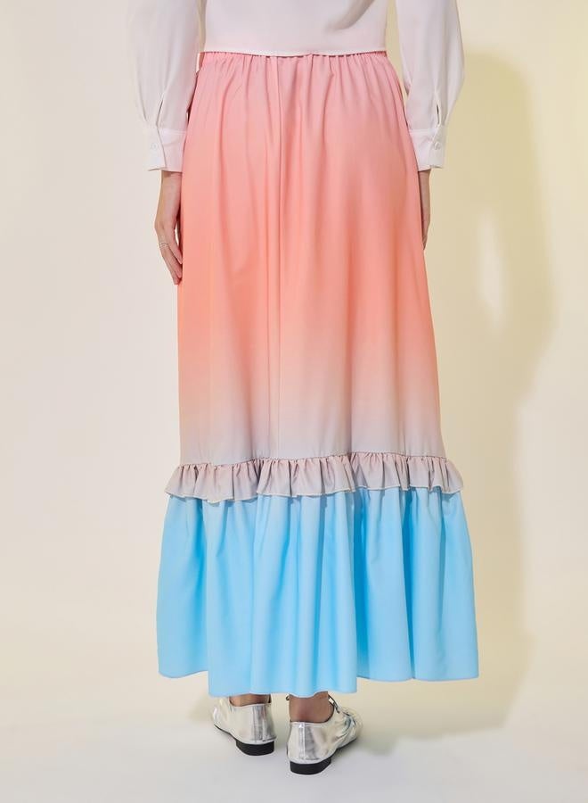Take Two Ombre Print Ruffled Hem A-Line Maxi Skirt  - Image 5