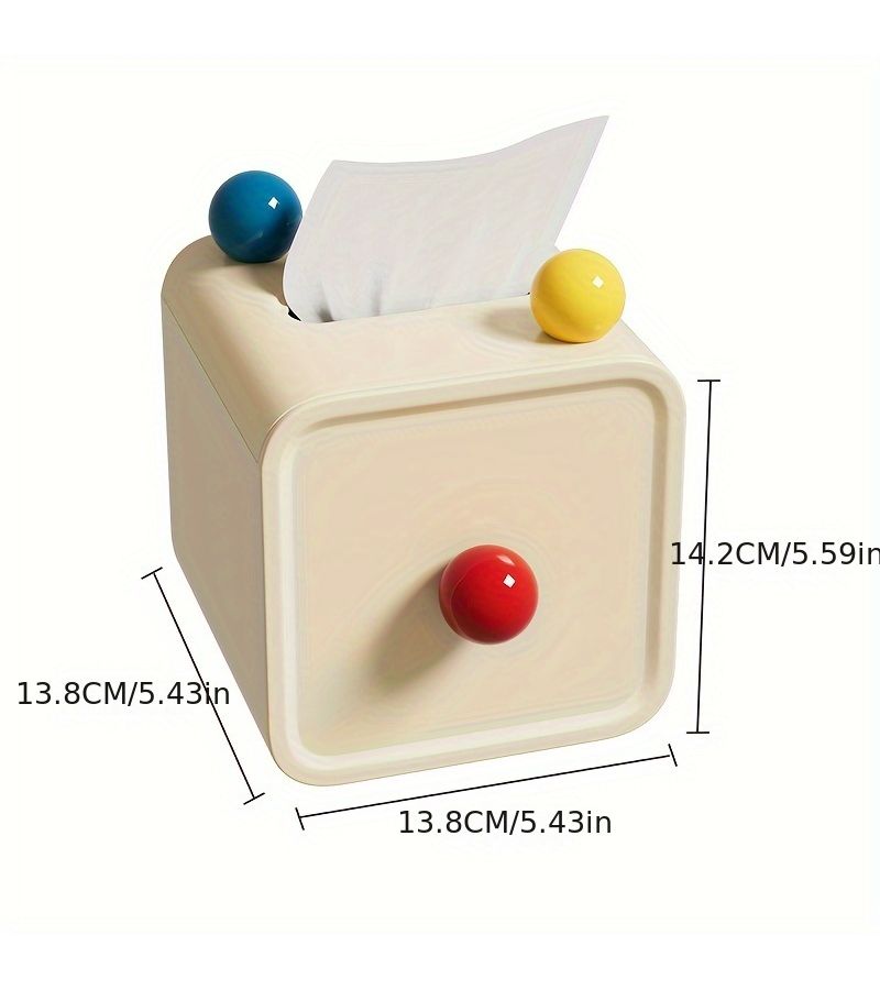 Tissue Box Square Plastic Holder Three Color Ball Roll Paper Box For Bathroom Living Room Vanity Countertop Decor - Image 3