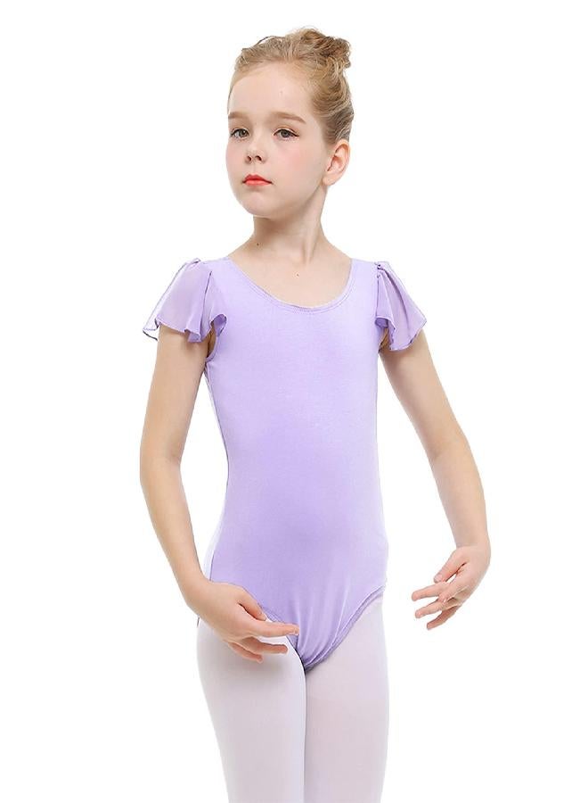 Stelle Stelle Girl's Ruffle Short Sleeve Leotard for Dance, Gymnastics and Ballet (Toddler/Little Girl/Big Girl) (Lavender, 6 Years)  - Image 2