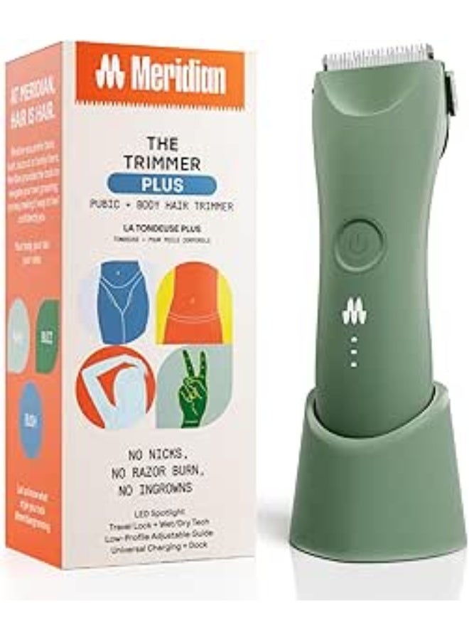 ميريديان ماكينة حلاقة شعر الجسم  للرجال، حماية قابلة للتعديل، شحن USB-C، ضوء فلاش، قفل سفر، قاعدة شحن، ماكينة حلاقة بيكيني، ماكينة حلاقة شعر الجسم للرجال - Image 1