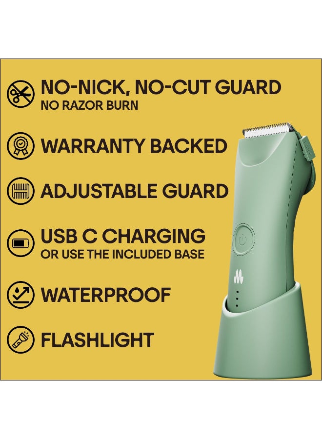 ميريديان ماكينة حلاقة شعر الجسم  للرجال، حماية قابلة للتعديل، شحن USB-C، ضوء فلاش، قفل سفر، قاعدة شحن، ماكينة حلاقة بيكيني، ماكينة حلاقة شعر الجسم للرجال - Image 3