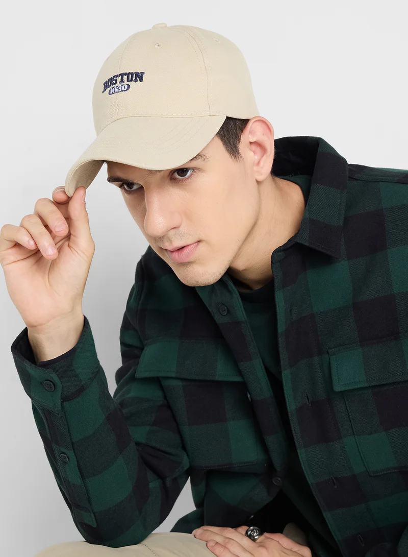Seventy Five Boston Embroidered Casual Curve Peak Cap