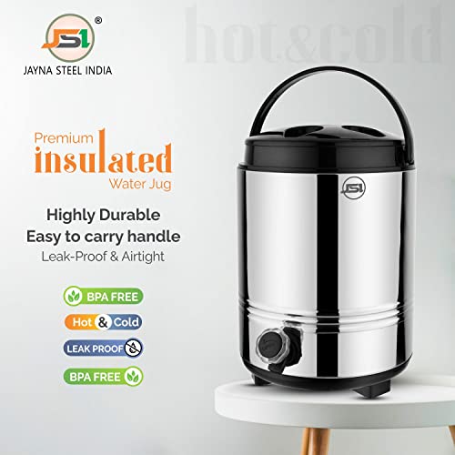 JSI Cool Water Storage Container With Leak Proof Tap I PUF Insulated I Stainless Steel Hot And Cold Water Dispenser For Office Home Kitchen Traveling (10 Liter, Silver) Food Safe & Durable Sturdy base - Image 5