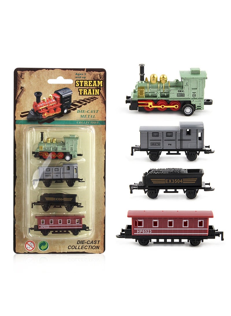 Steam Train Toy Model Retro Steam Pull Back Simulation Train Children's Toy Car Can Be Spliced ​​At Will (YL517 Green)  - Image 1