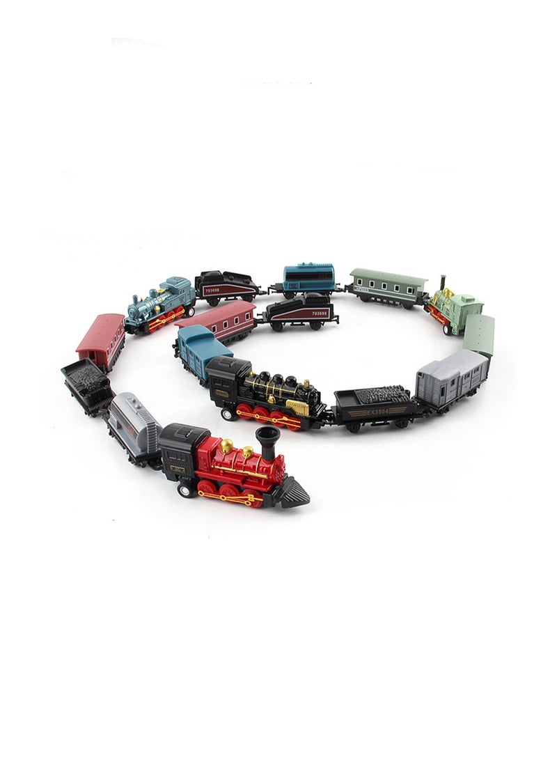 Steam Train Toy Model Retro Steam Pull Back Simulation Train Children's Toy Car Can Be Spliced ​​At Will (YL517 Green)  - Image 3