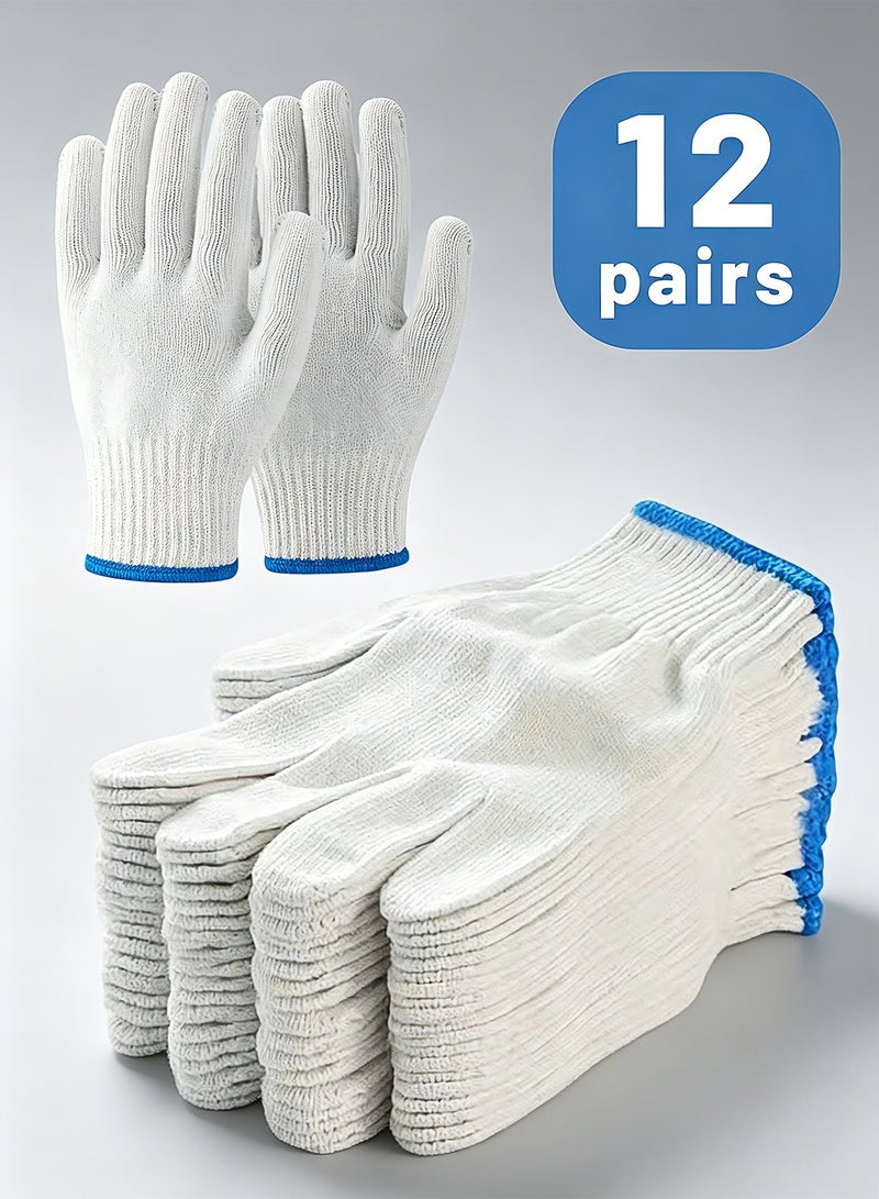 24 labor protection gloves, suitable for eczema and dry hands, 12 pairs of gloves, protect hands while working, elastic and suitable for sensitive skin (white, one size) - Image 1