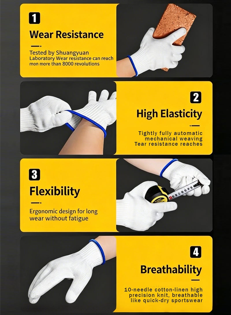 24 labor protection gloves, suitable for eczema and dry hands, 12 pairs of gloves, protect hands while working, elastic and suitable for sensitive skin (white, one size) - Image 3