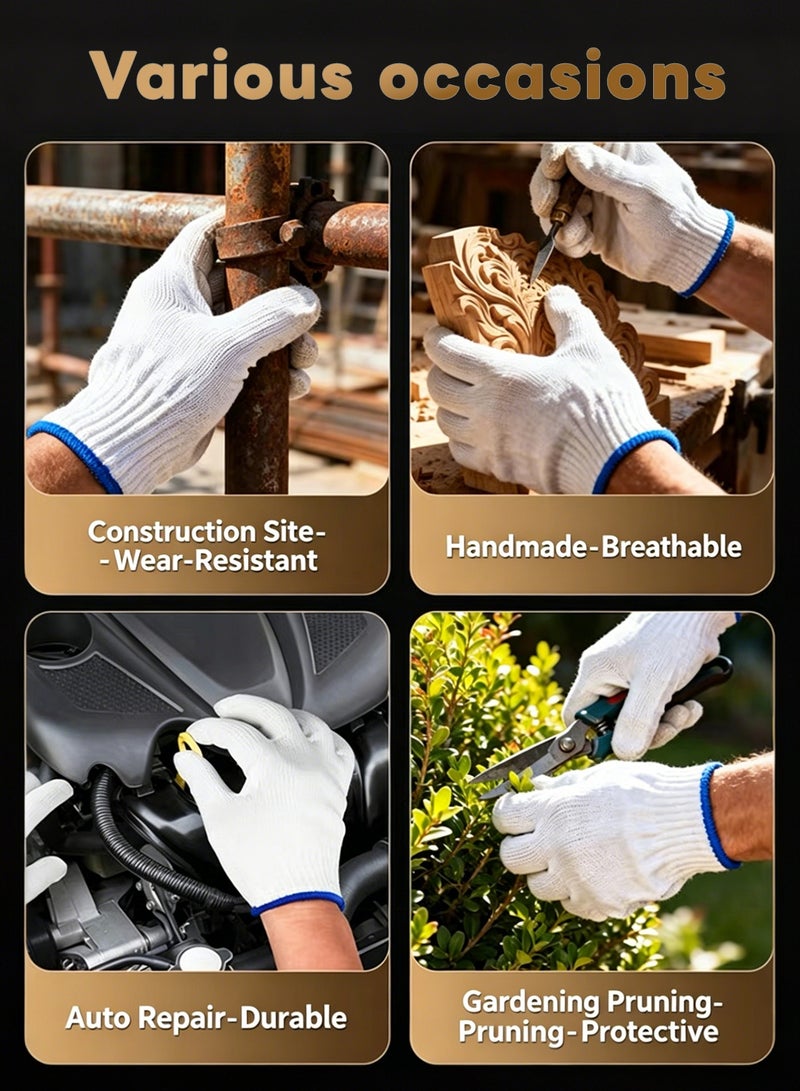 24 labor protection gloves, suitable for eczema and dry hands, 12 pairs of gloves, protect hands while working, elastic and suitable for sensitive skin (white, one size) - Image 4