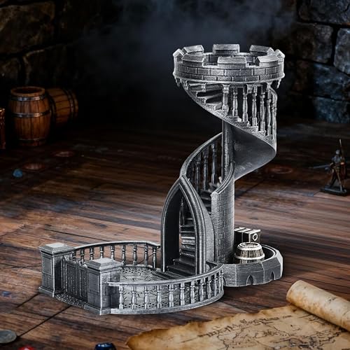 AUSPDICE DND Dice Tower  36 Step Retro Color Tower for High Randomness in Table Games Like Dungeons and Dragons  Perfect Role Playing Game Gift Ancient Silver Color - Image 1