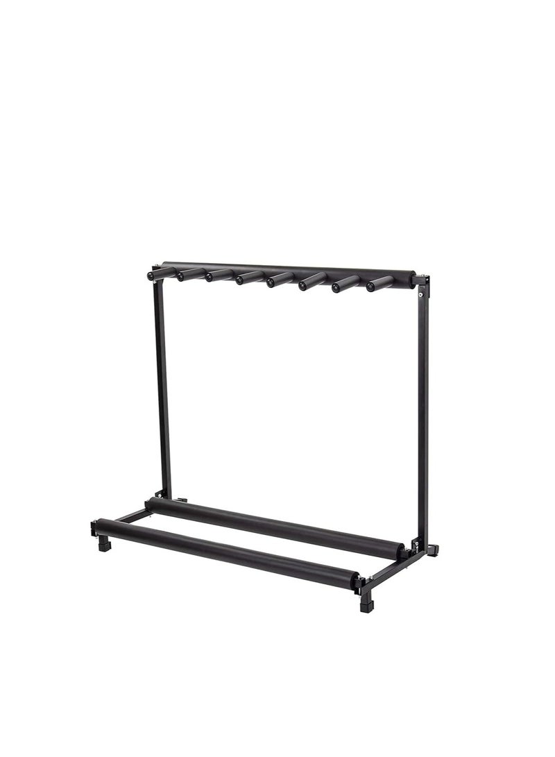 Display4top Multi Guitar Stand 7 Holder Foldable Universal Display Rack  Portable Black Guitar Holder.Padding for Classical Acoustic, Electric, Bass Guitar - Image 1