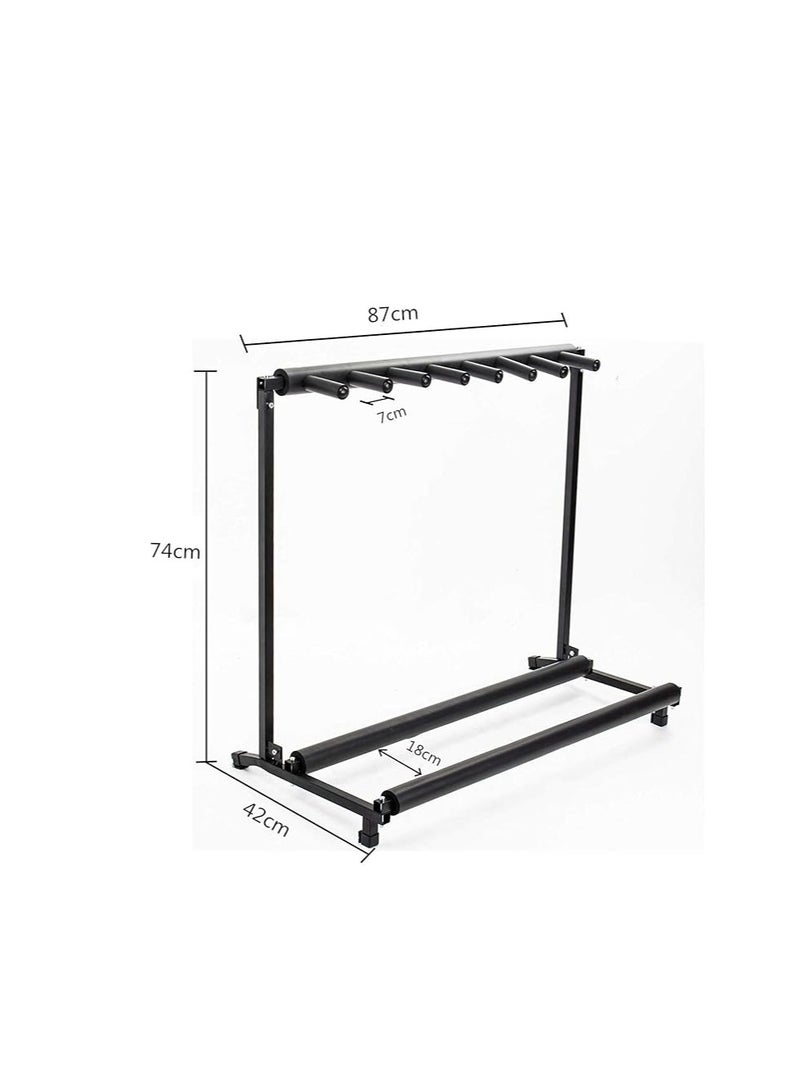 Display4top Multi Guitar Stand 7 Holder Foldable Universal Display Rack  Portable Black Guitar Holder.Padding for Classical Acoustic, Electric, Bass Guitar - Image 2