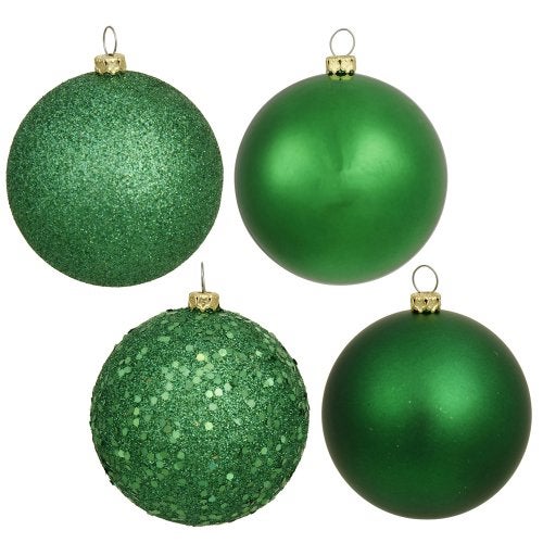 Vickerman 6" Green 4-Finish Ball Ornament Assortment, 4 per Box - Image 2