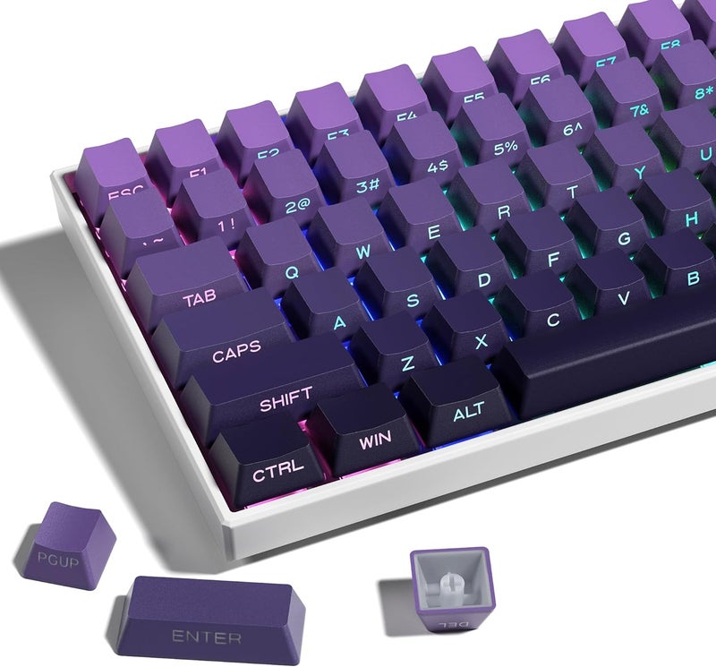 SDYZ XVX Side Print Shine Through PBT Double Shot Custom Keycap Set - 136 Keys Gradient Purple, OEM Profile for Cherry Gateron MX Switches Keyboard - Image 1