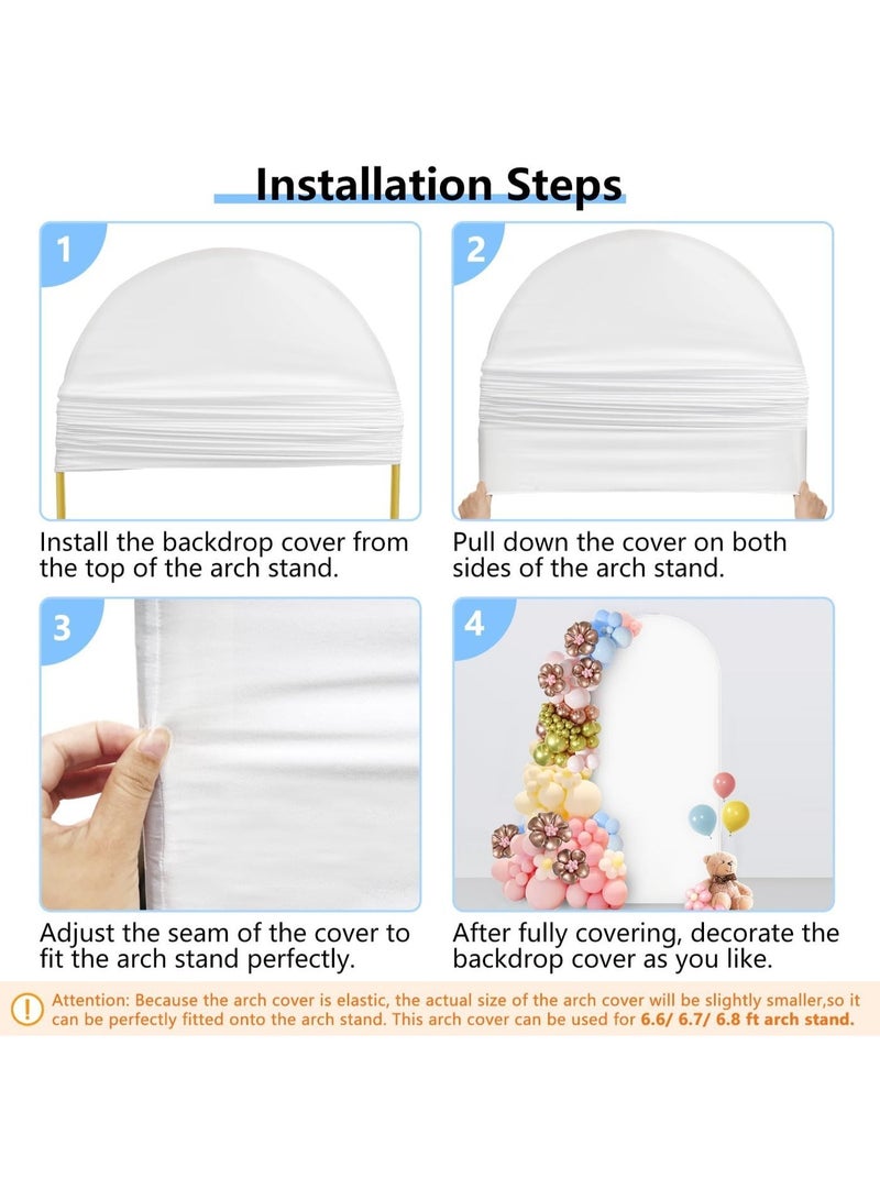 RATSAW Wedding Arch Cover Spandex Fitted Wedding Arch Stand Covers Round Top Arch Backdrop Cover for Birthday Party Ceremony Banquet Decoration White 6.6FT - Image 4