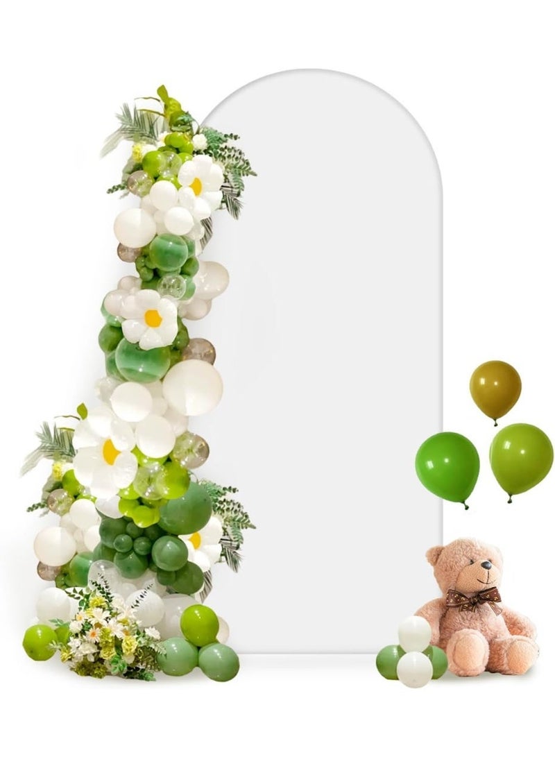 RATSAW Wedding Arch Cover Spandex Fitted Wedding Arch Stand Covers Round Top Arch Backdrop Cover for Birthday Party Ceremony Banquet Decoration White 6.6FT - Image 1
