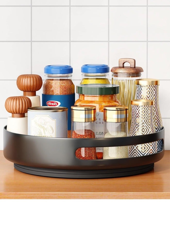 Beauenty Lazy Susan Organizer, 12'' Metal Revolving Spice Rack, 360 Degree Rotatable Rack Stand for Kitchen Cabinet Countertop Pantry Storage Bathroom Black - Image 1