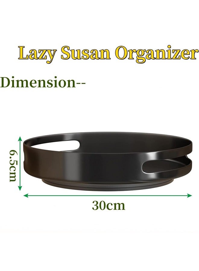 Beauenty Lazy Susan Organizer, 12'' Metal Revolving Spice Rack, 360 Degree Rotatable Rack Stand for Kitchen Cabinet Countertop Pantry Storage Bathroom Black - Image 2
