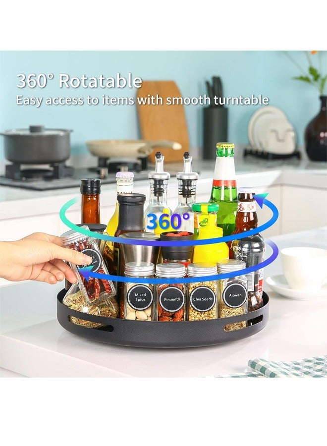 Beauenty Lazy Susan Organizer, 12'' Metal Revolving Spice Rack, 360 Degree Rotatable Rack Stand for Kitchen Cabinet Countertop Pantry Storage Bathroom Black - Image 4