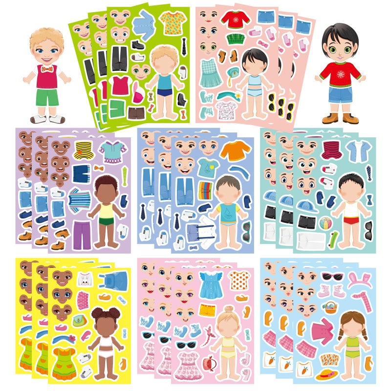 DUJAA 24 Sheets Make a Face and Dress Up Stickers for Girls Boys Make Your Own Stickers for Kids Toddlers Preschool Children Crafts Party Favor Rewards Art Craft Birthday Gift - Image 2