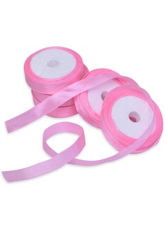Embroiderymaterial EmbroideryMaterial Satin Pink Ribbon for Hair, Craft, Gift Wrapping, Sewing, Clothes, Embroidery (5 Rolls, Baby Pink Color)  - Image 1