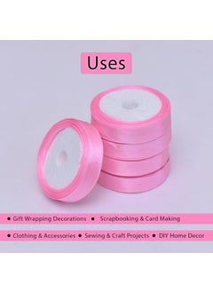 Embroiderymaterial EmbroideryMaterial Satin Pink Ribbon for Hair, Craft, Gift Wrapping, Sewing, Clothes, Embroidery (5 Rolls, Baby Pink Color)  - Image 5
