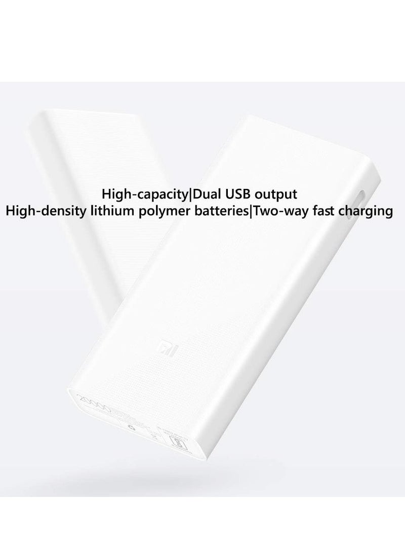 JAJEEK - Xiaomi Mi 20000mAh Power Bank 2C – Dual Output, Type-C, QC3.0 Fast Charging, Premium Portable Battery for Smartphones, Laptops, MacBook, Mi Notebook, Nintendo Switch, Dell XPS 13, ThinkPad – White - Image 1