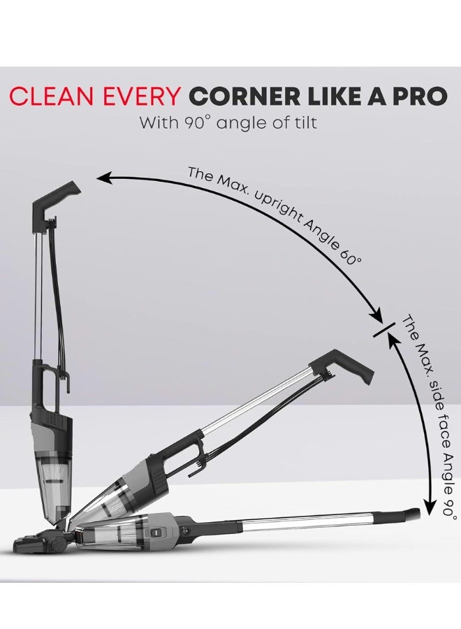 Chase Up 3-in-1 Handheld Corded Vacuum Cleaner with 0.6L Capacity and 600 W, 7 M Cord length, HEPA filter, Ultra-Quiet, Effortless & Efficient Cleaning, K-22A102B (Black) - Image 4