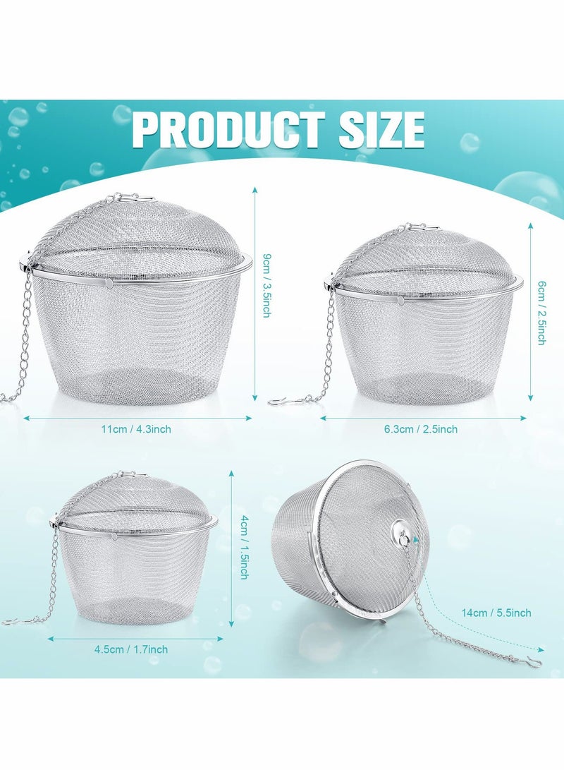 Excefore سلال منظف بالموجات فوق الصوتية مصفاة كروية من الفولاذ المقاوم للصدأ مصفاة مرشحات موزع فترات (3 قطع 4.3 إنش) - Image 3