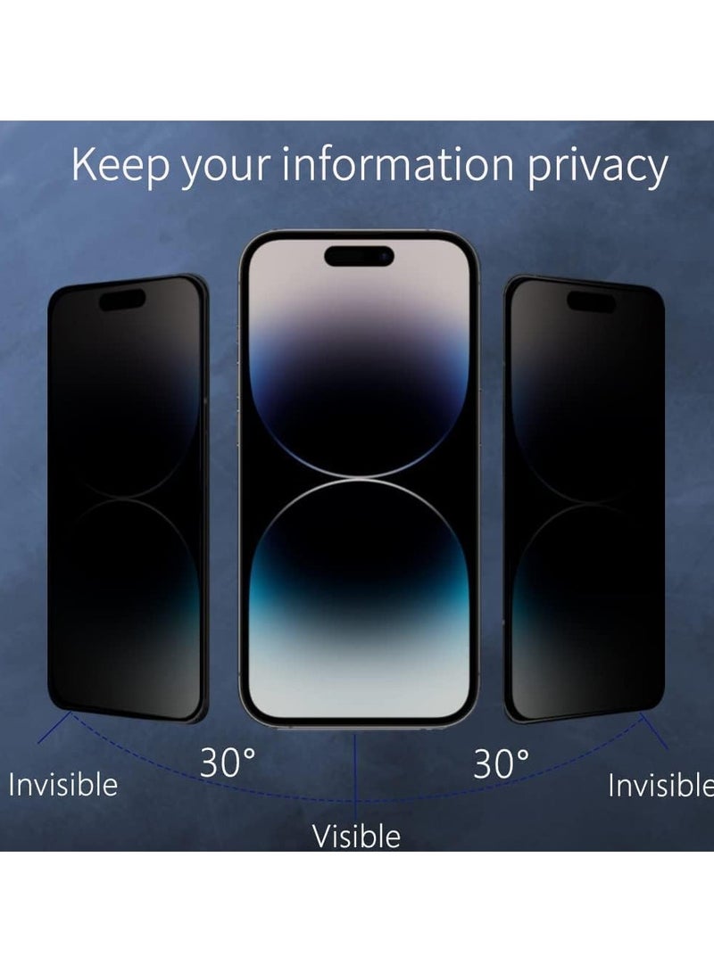 زجاج مقوى غير لامع للخصوصية متوافق مع iPhone 14 Pro Max مضاد للوهج ومضاد للتجسس، بدلة فيلم لهاتف iPhone 14 Pro Max 6.7 بوصة تغطية كاملة مضادة للوهج وصلابة 9H شفافة شفاف - Image 2