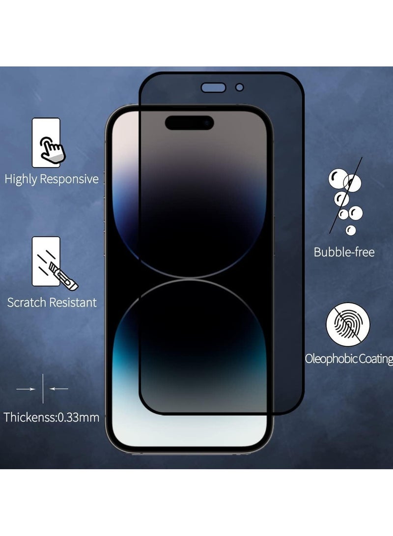 زجاج مقوى غير لامع للخصوصية متوافق مع iPhone 14 Pro Max مضاد للوهج ومضاد للتجسس، بدلة فيلم لهاتف iPhone 14 Pro Max 6.7 بوصة تغطية كاملة مضادة للوهج وصلابة 9H شفافة شفاف - Image 4