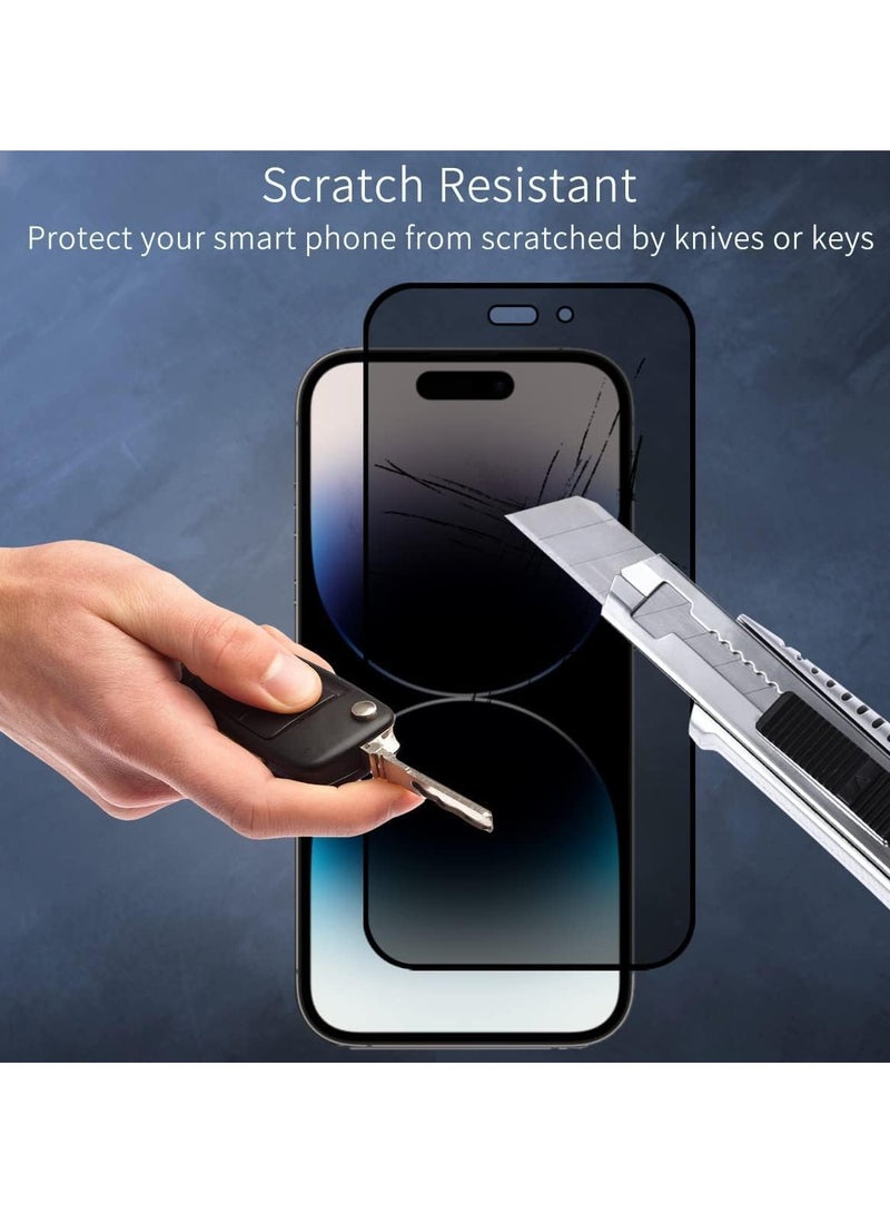 زجاج مقوى غير لامع للخصوصية متوافق مع iPhone 14 Pro Max مضاد للوهج ومضاد للتجسس، بدلة فيلم لهاتف iPhone 14 Pro Max 6.7 بوصة تغطية كاملة مضادة للوهج وصلابة 9H شفافة شفاف - Image 5
