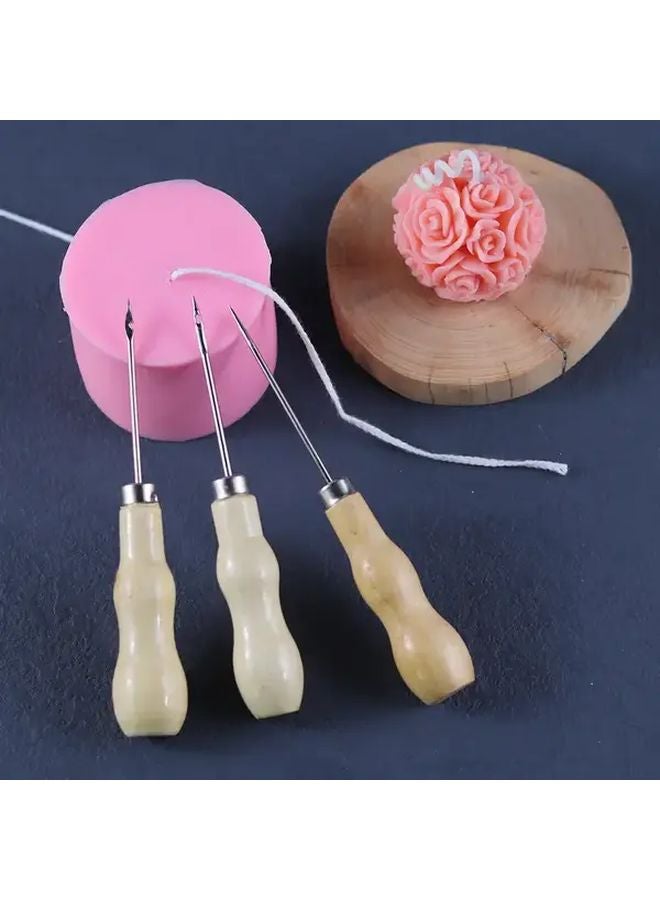 3pcs Stainless Steel Candle Making Tools With Wooden Handle For DIY Crafting - Image 1