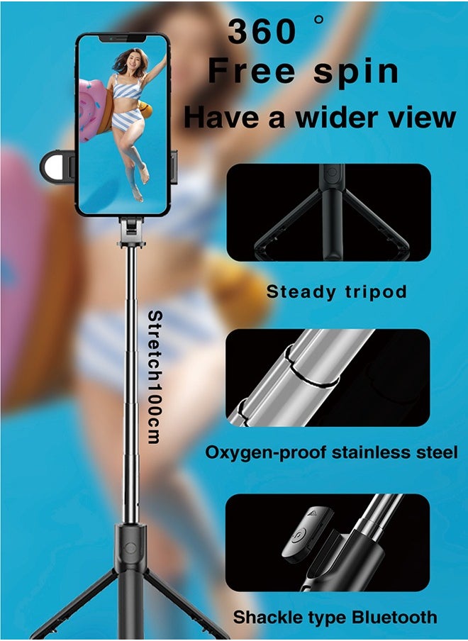 Generic - Portable Tripod,Selfie stick,Cell Phone Holder with Light and Remote Control - Image 1