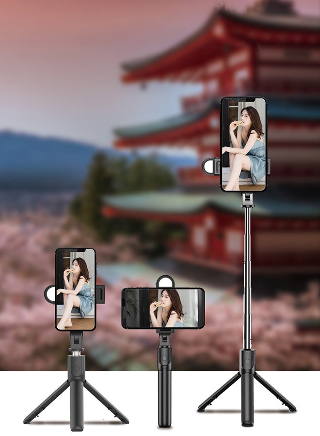 general Portable Tripod,Selfie stick,Cell Phone Holder with Light and Remote Control,Compatible with iPhone and Android Phones,Tripod for Video Recording - Black Black - Image 1