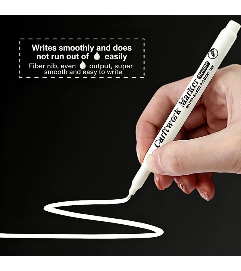 5pcs White Metal Marker Pens Set Hard Tip Quick Dry Fade Resistant Smooth Writing Card Signing - Image 2