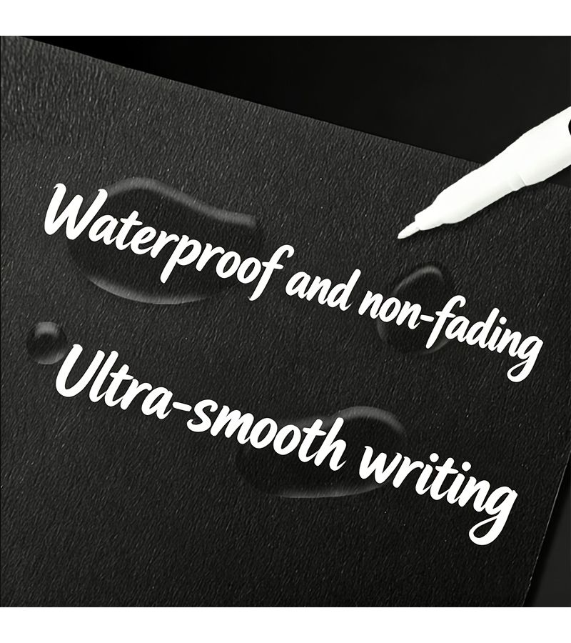 5pcs White Metal Marker Pens Set Hard Tip Quick Dry Fade Resistant Smooth Writing Card Signing - Image 5