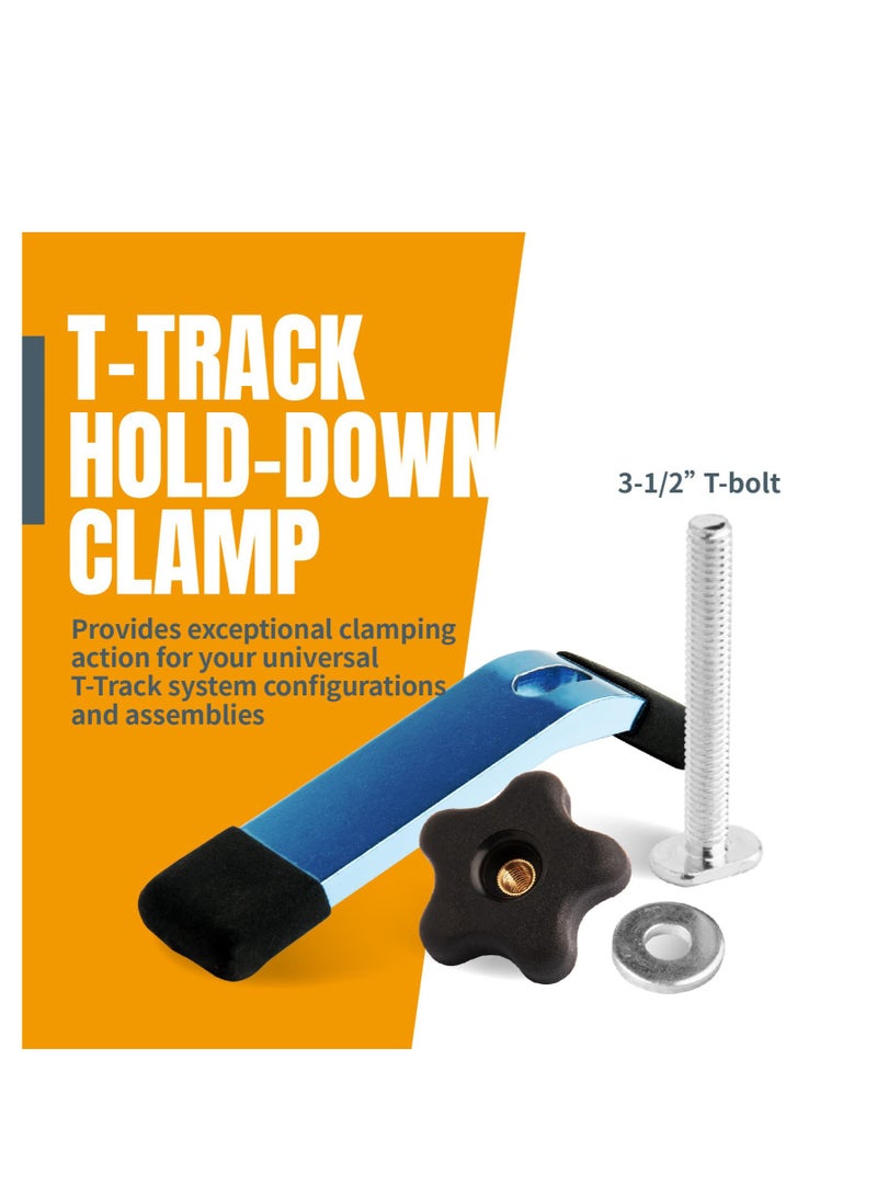 T-Track Hold Down Clamp, Double Cut Profile Universal T-Track Clamps,  T Track for Woodworking Jigs and Fixtures, 5-1/2 L x 1-1/8 W, 2 Pack, T Track Clamps for Woodworking - Image 2