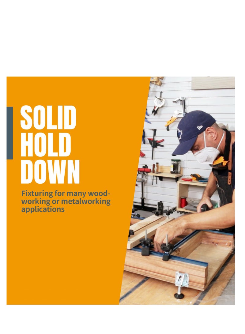 T-Track Hold Down Clamp, Double Cut Profile Universal T-Track Clamps,  T Track for Woodworking Jigs and Fixtures, 5-1/2 L x 1-1/8 W, 2 Pack, T Track Clamps for Woodworking - Image 4