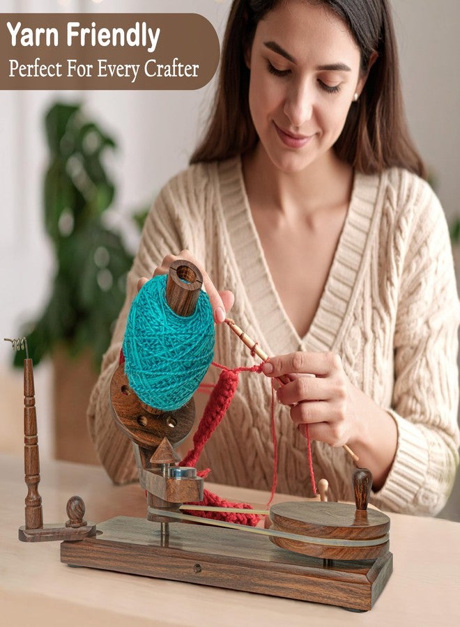 OZYRA Wooden Yarn Winder for Crocheting - Premium Handcrafted Yarn Cake Winder, Yarn Spinner for Crocheting, Yarn Winder Large Capacity (Combo 2 (Winder + Swift + Bowl + 3 Crochet + 2 Sorter)) - Image 2