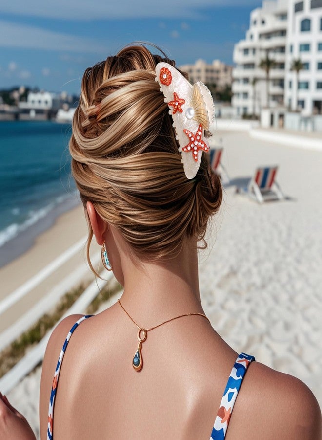BVGA Sea Animal Hair Claw Clips Marine Life Starfish Seashell Pearl Crystal Claw Clips Cute Large Acrylic Claw Hair Clips Barrettes Beach Stylish Hair Accessories Gifts for Women Girls - Image 4