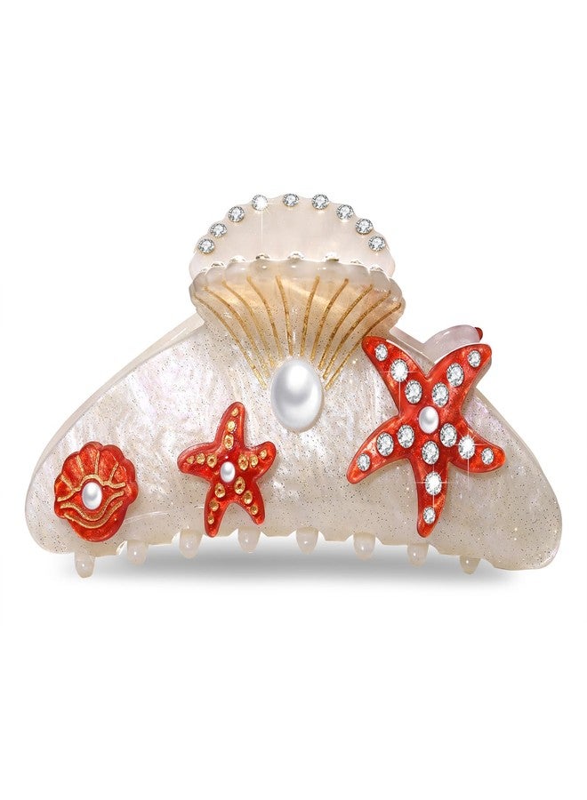 BVGA Sea Animal Hair Claw Clips Marine Life Starfish Seashell Pearl Crystal Claw Clips Cute Large Acrylic Claw Hair Clips Barrettes Beach Stylish Hair Accessories Gifts for Women Girls - Image 1