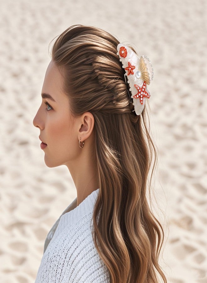 BVGA Sea Animal Hair Claw Clips Marine Life Starfish Seashell Pearl Crystal Claw Clips Cute Large Acrylic Claw Hair Clips Barrettes Beach Stylish Hair Accessories Gifts for Women Girls - Image 3