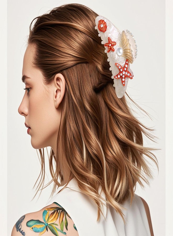 BVGA Sea Animal Hair Claw Clips Marine Life Starfish Seashell Pearl Crystal Claw Clips Cute Large Acrylic Claw Hair Clips Barrettes Beach Stylish Hair Accessories Gifts for Women Girls - Image 5