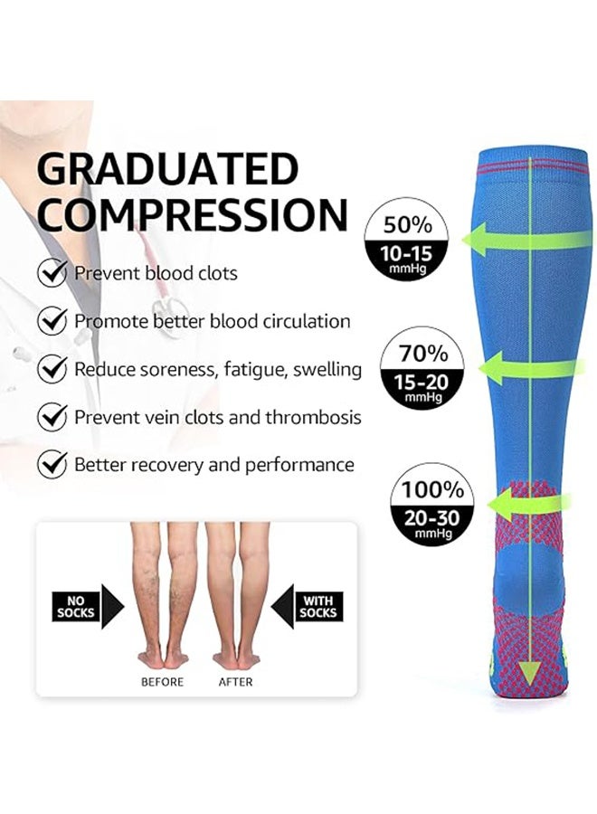 4 Pairs Compression Socks for Woman & Man Unisex 20-30mmHg Knee high Plus Size Wide Calves for Flying Running - Image 5