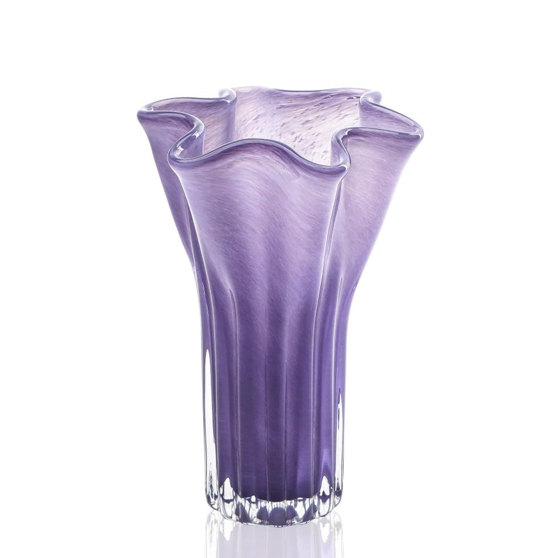 8 Blown Glass Flower Vase for Home Wedding Modern Centerpieces Decorative Purple