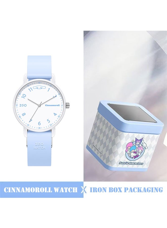 زجو Sanrio Cinnamoroll كوارتز ساعة مع صندوق الحديد التعبئة والتغليف للأطفال والنساء ساعة - Image 4