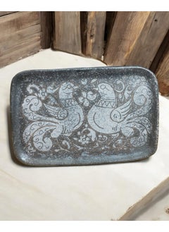 Unique Artwork - Hand-carved pottery tray for decoration and serving, oven and microwave safe (22x35 cm)