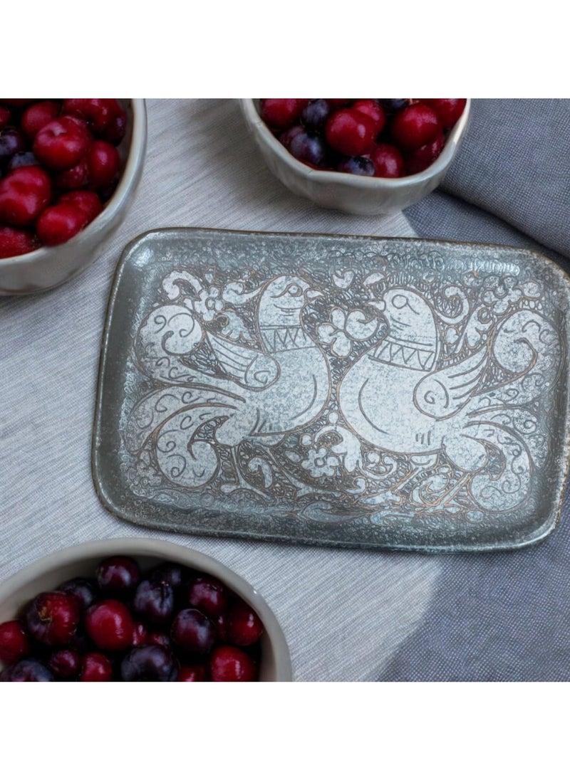Generic - Unique Artwork - Hand-carved pottery tray for decoration and serving, oven and microwave safe (22x35 cm) - Image 1