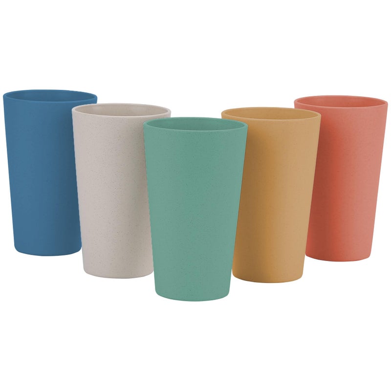 LuckyZone Wheat Straw Unbreakable Cup | 20 oz Reusable Water Drinking Glasses Sets of 5 | Lightweight Tumbler for Kitchen Outdoor | Dishwasher Safe, BPA Free and Eco friendly (20 oz, 5 Color_H) - Image 1